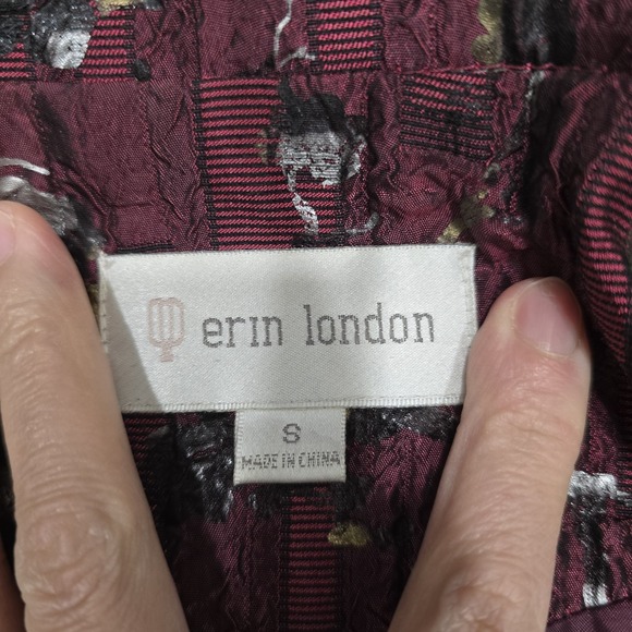 Vintage Erin London Jacket Women's Small Burgundy Floral Textured Art To Wear S - Picture 8 of 11